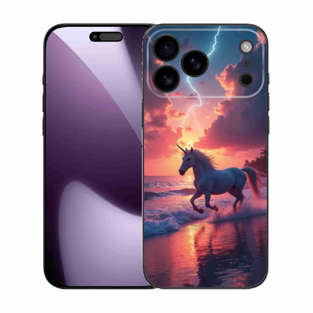 Gélový kryt mmCase na iPhone 17 Pro Max - jednorožec na pláži