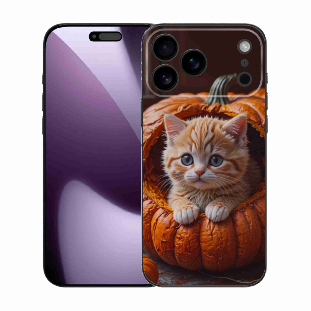 Gélový kryt mmCase na iPhone 17 Pro Max - mačiatko a tekvica 2