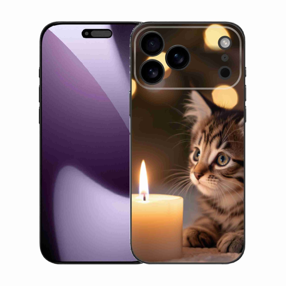 Gélový kryt mmCase na iPhone 17 Pro Max - mačiatko a sviečka