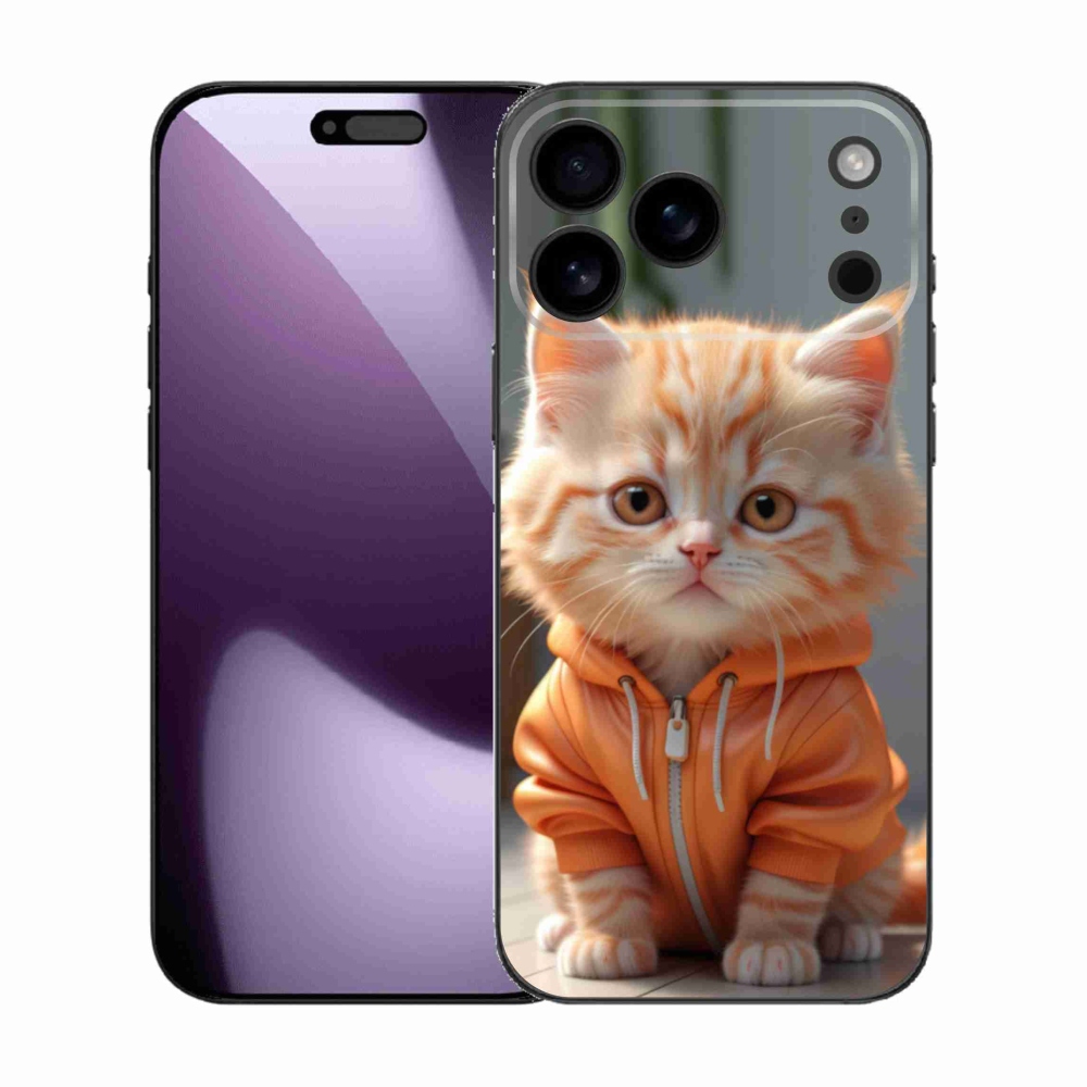 Gélový kryt mmCase na iPhone 17 Pro Max - mačiatko v mikine
