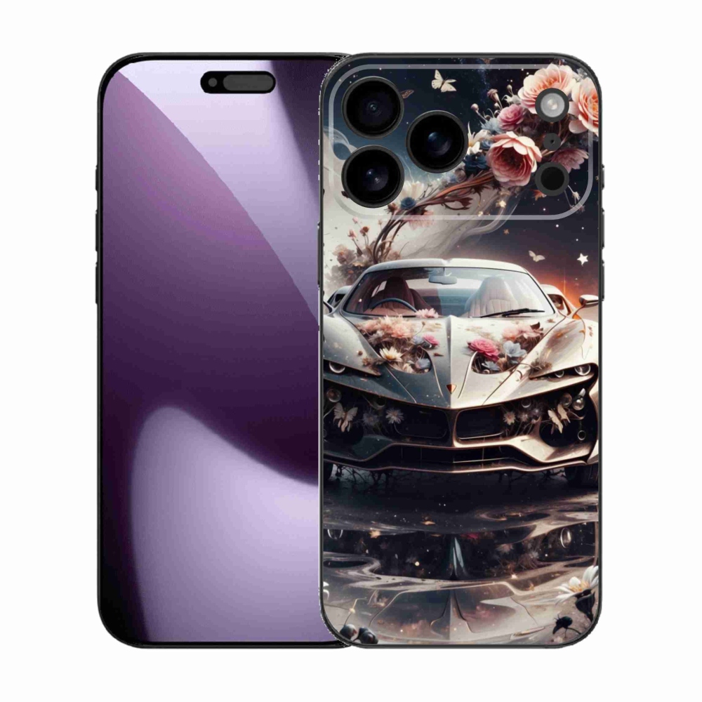 Gélový kryt mmCase na iPhone 17 Pro Max - kvetinový športový automobil