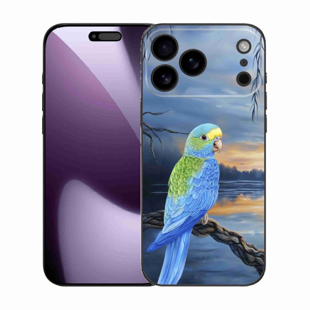Gélový kryt mmCase na iPhone 17 Pro Max - modrý papagáj