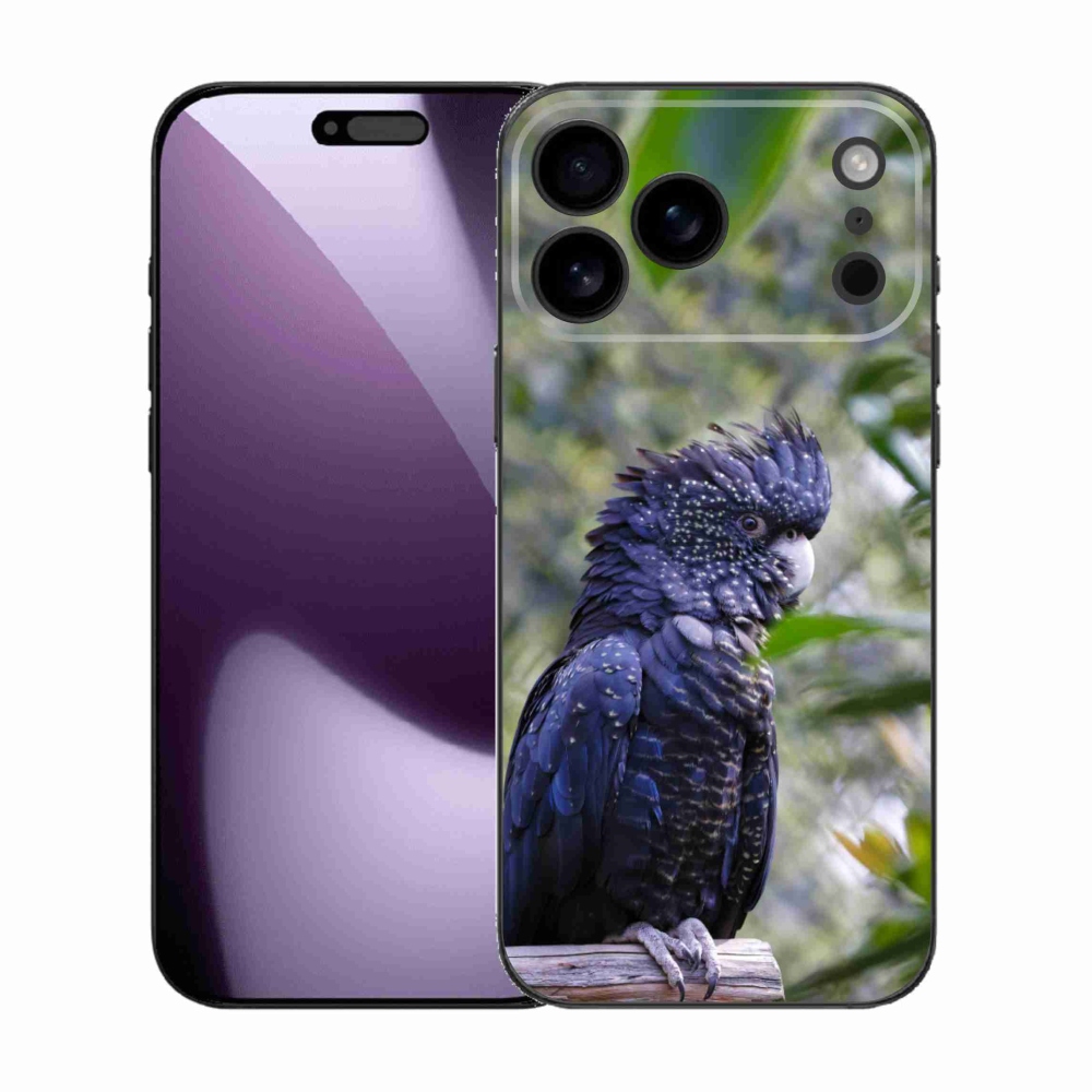 Gélový kryt mmCase na iPhone 17 Pro Max - papagáj kakadu čierny