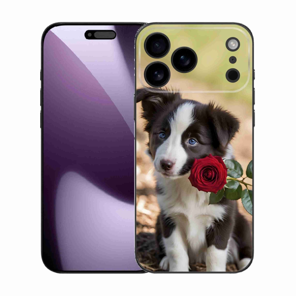 Gélový kryt mmCase na iPhone 17 Pro Max - roztomilá border kólia s ružou