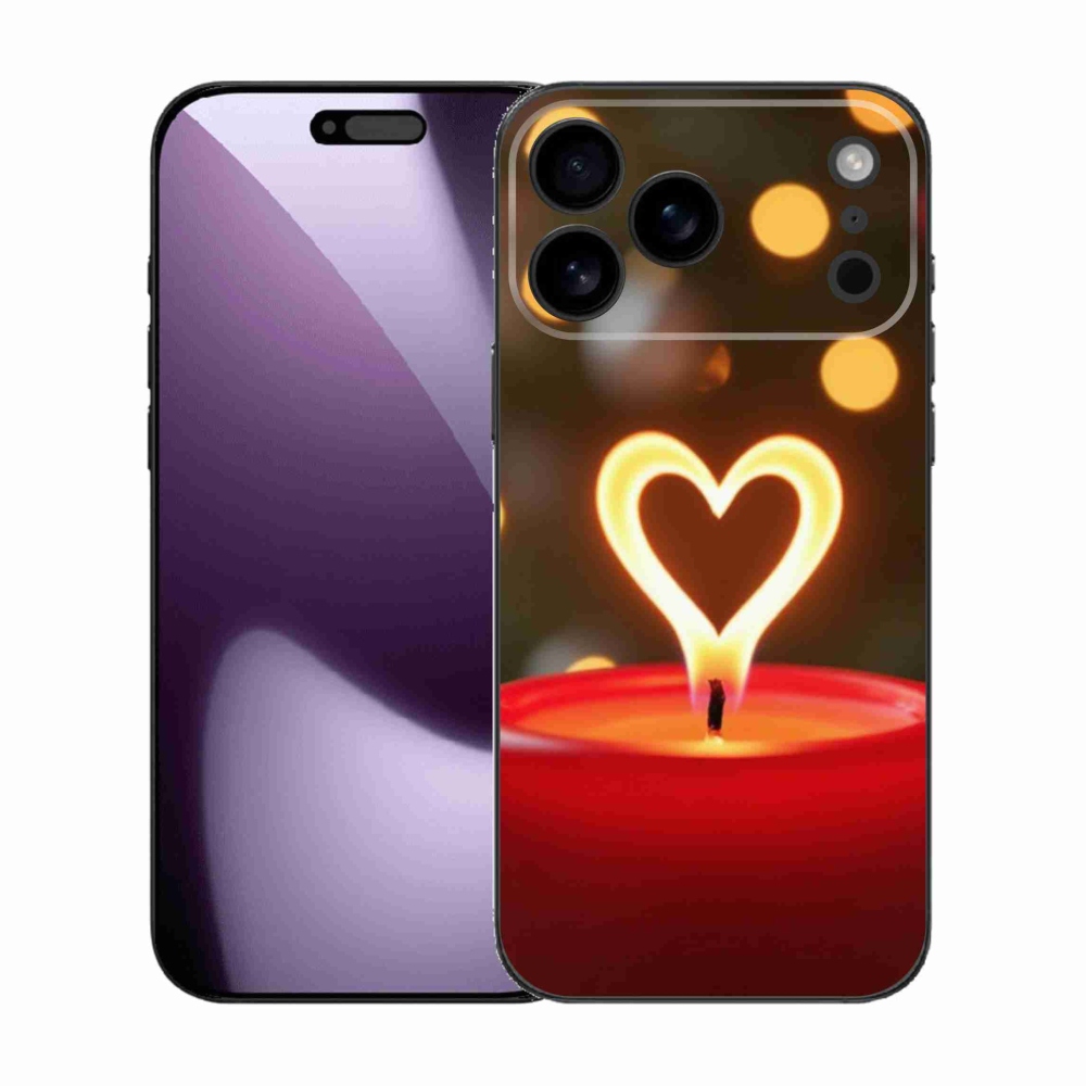 Gélový kryt mmCase na iPhone 17 Pro Max - srdce z plameňa