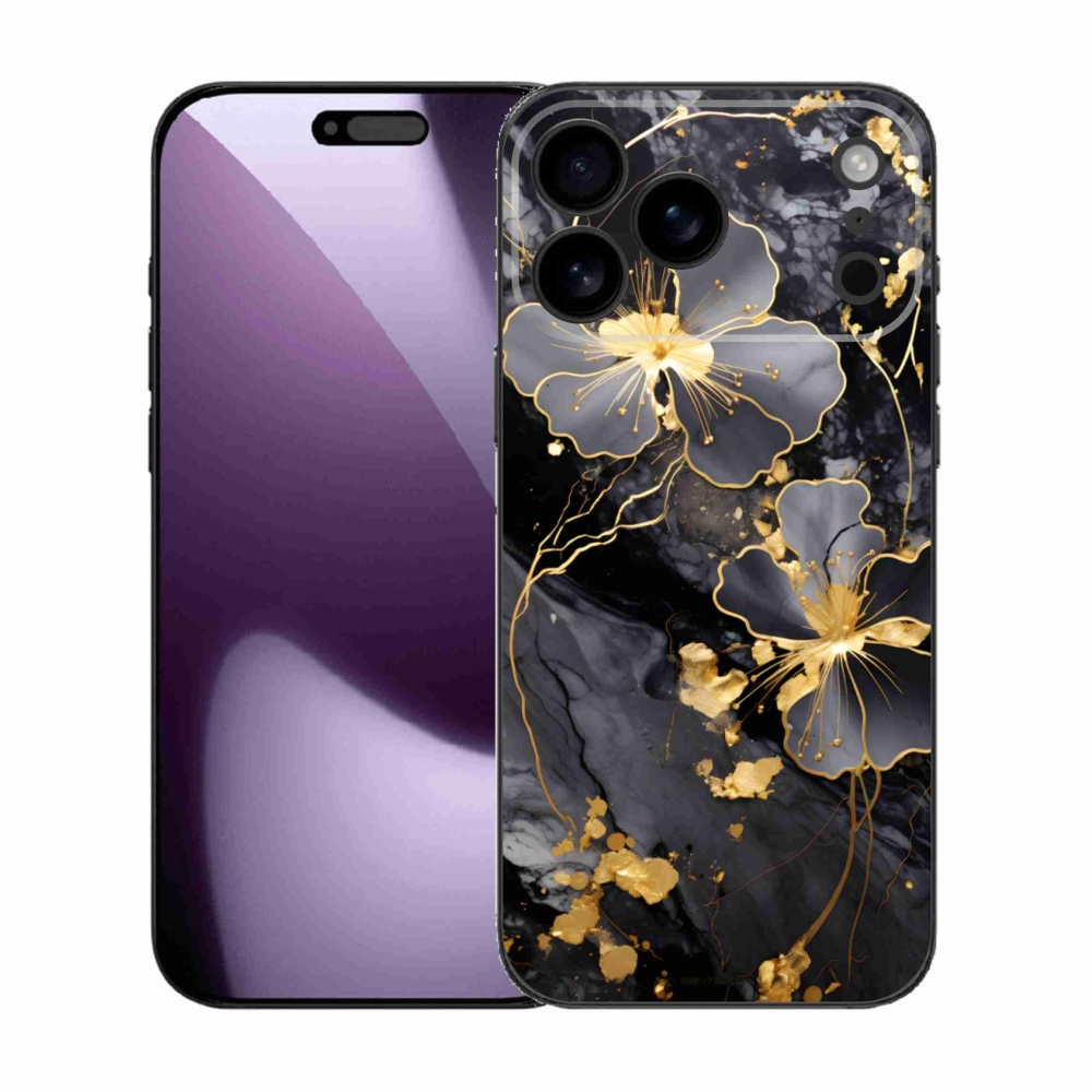 Gélový kryt mmCase na iPhone 17 Pro Max - zlaté kvety