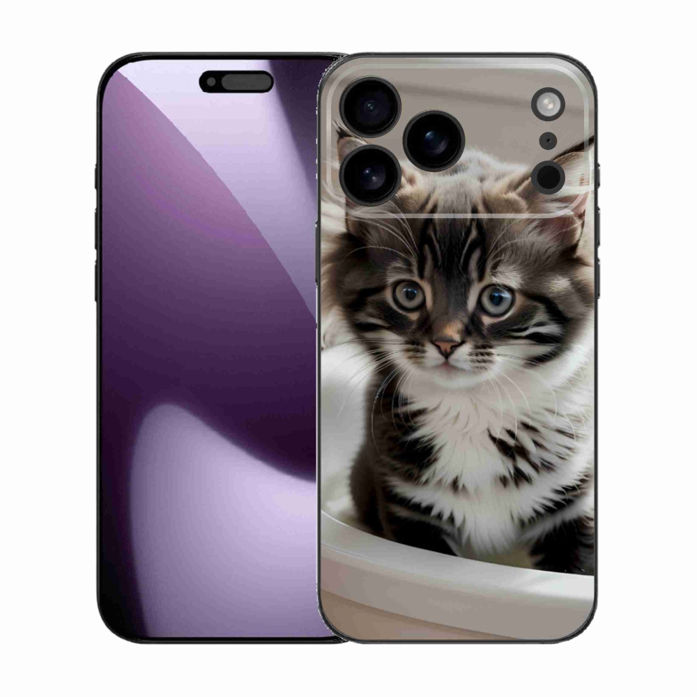 Gélový kryt mmCase na iPhone 17 Pro Max - zvedavé mačiatko