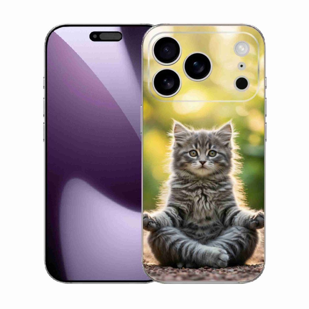 Gélový kryt mmCase na iPhone 17 Pro - meditujúce mačiatko