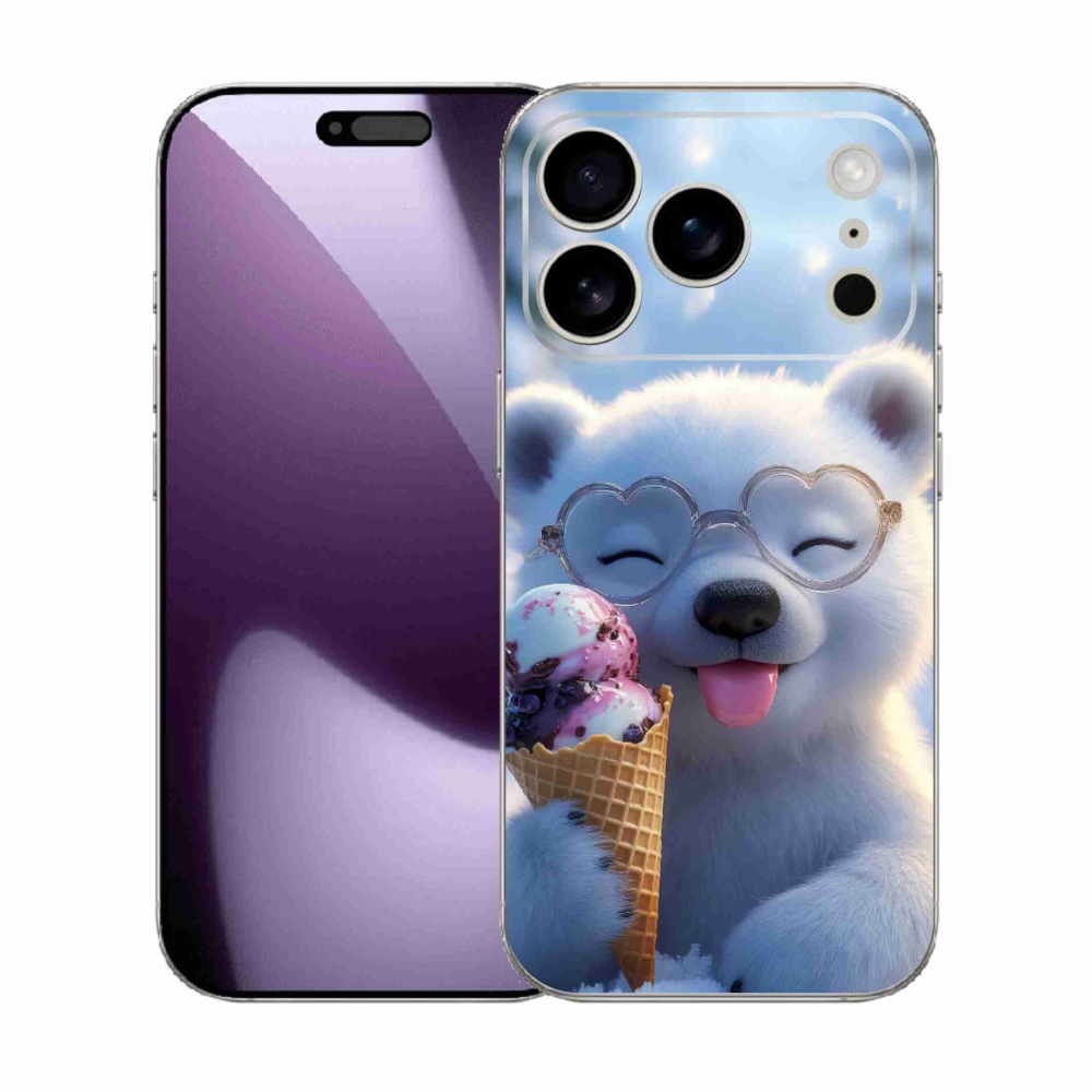 Gélový kryt mmCase na iPhone 17 Pro - medvedík so zmrzlinou