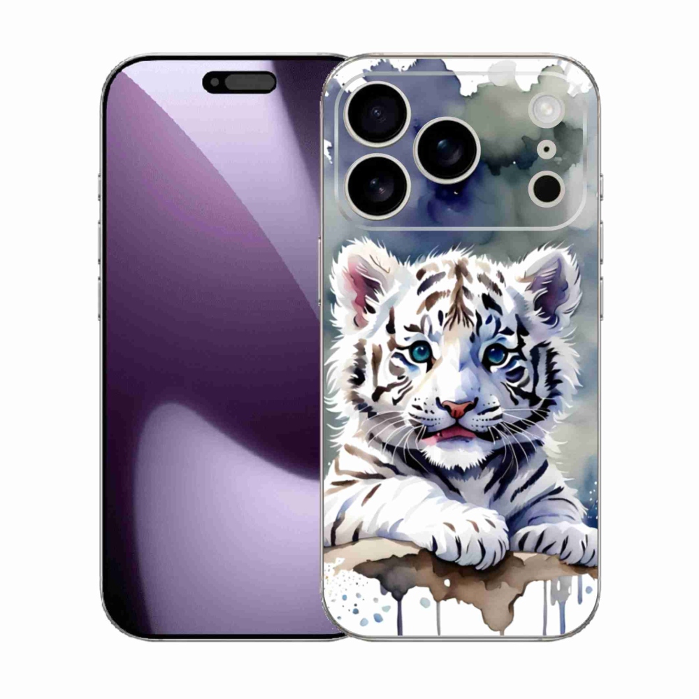 Gélový kryt mmCase na iPhone 17 Pro - mláďa bieleho tigra