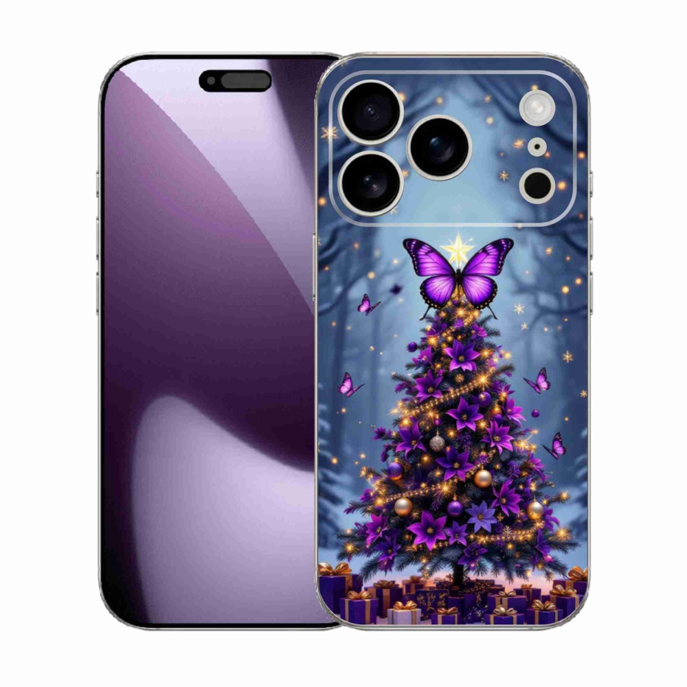 Gélový kryt mmCase na iPhone 17 Pro - motýlí vianočný stromček