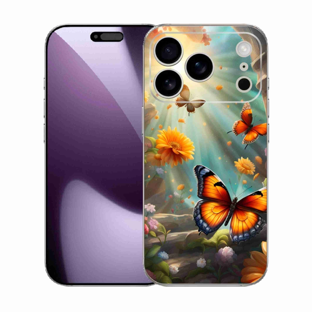 Gélový kryt mmCase na iPhone 17 Pro - motýlia záhrada 2