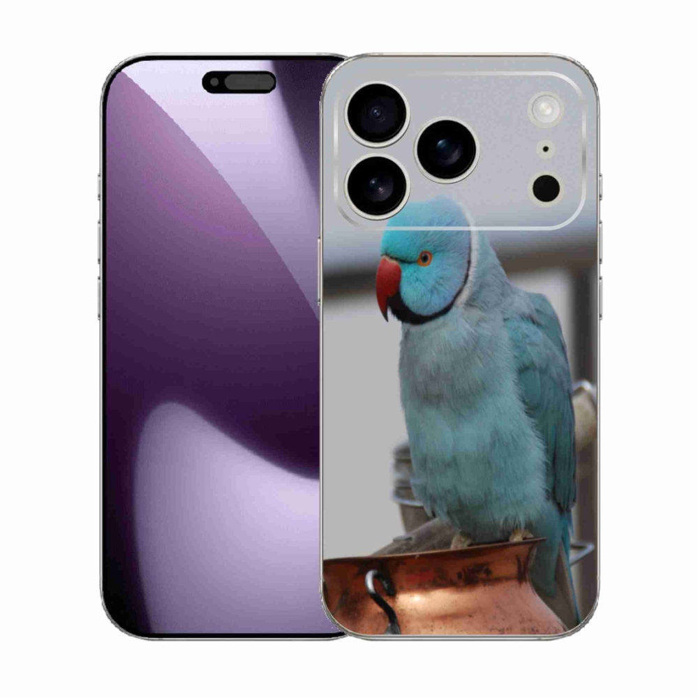 Gélový kryt mmCase na iPhone 17 Pro - papagáj alexander modrý