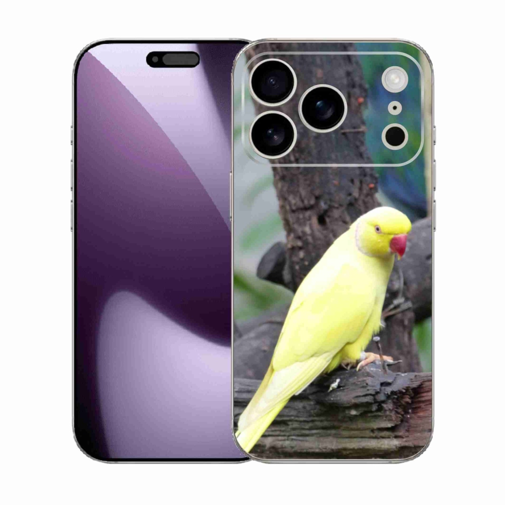 Gélový kryt mmCase na iPhone 17 Pro - papagáj alexander žltý
