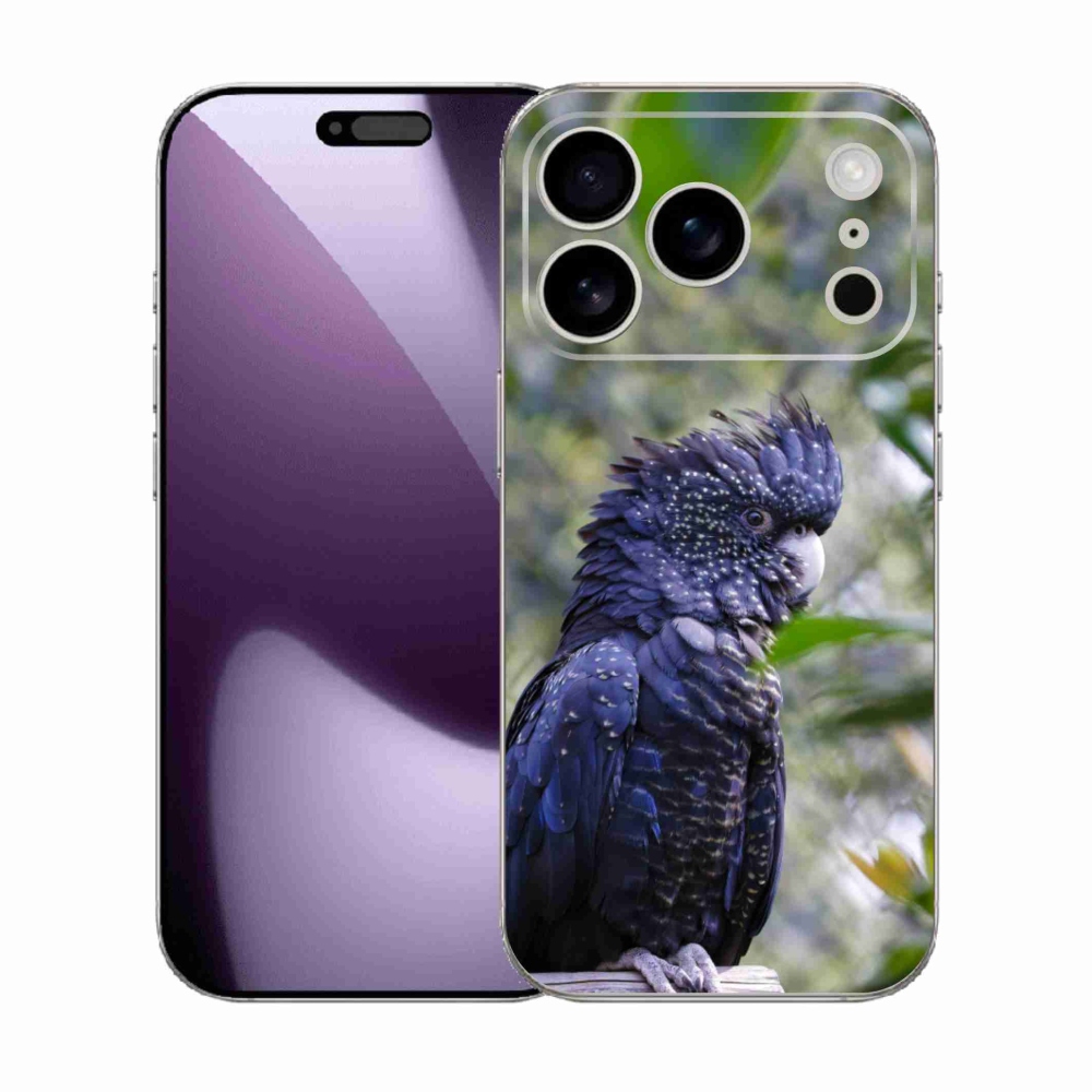 Gélový kryt mmCase na iPhone 17 Pro - papagáj kakadu čierny