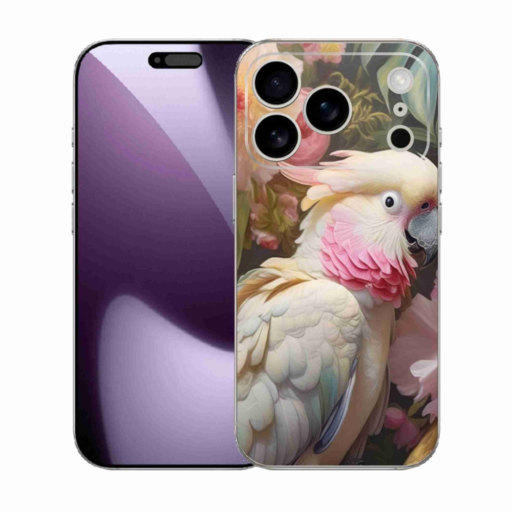 Gélový kryt mmCase na iPhone 17 Pro - papagáj kakadu ružový 2