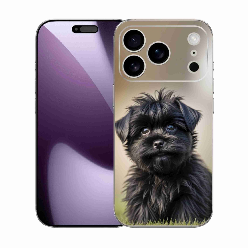 Gélový kryt mmCase na iPhone 17 Pro - roztomilý čierny psík