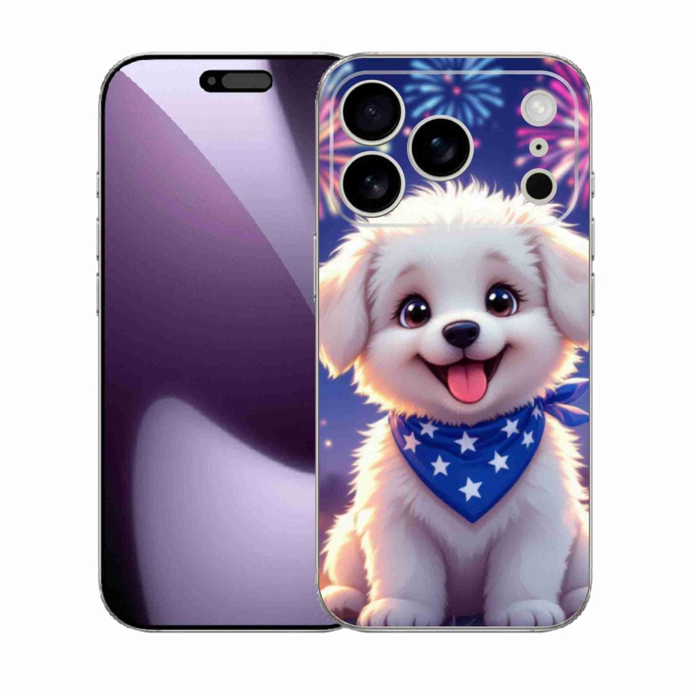 Gélový kryt mmCase na iPhone 17 Pro - slávnostné šteňa