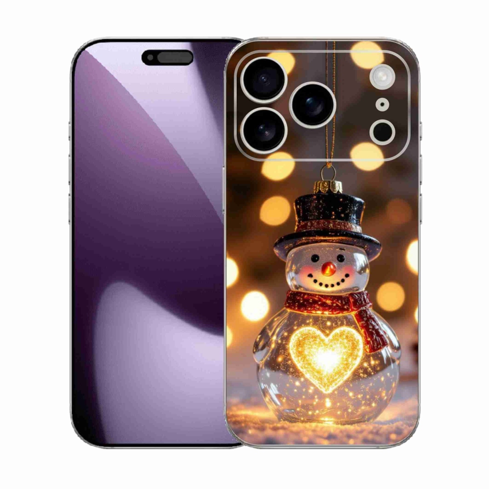 Gélový kryt mmCase na iPhone 17 Pro - svietiaci vianočný snehuliak