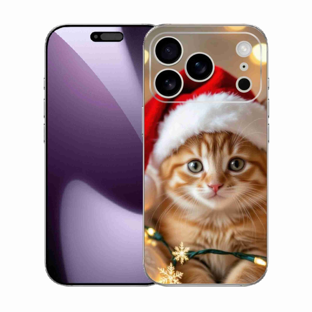 Gélový kryt mmCase na iPhone 17 Pro - vianočné mačiatko