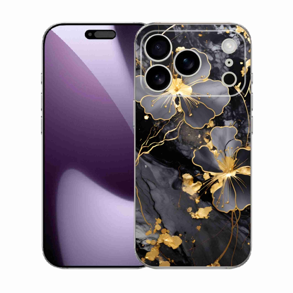 Gélový kryt mmCase na iPhone 17 Pro - zlaté kvety