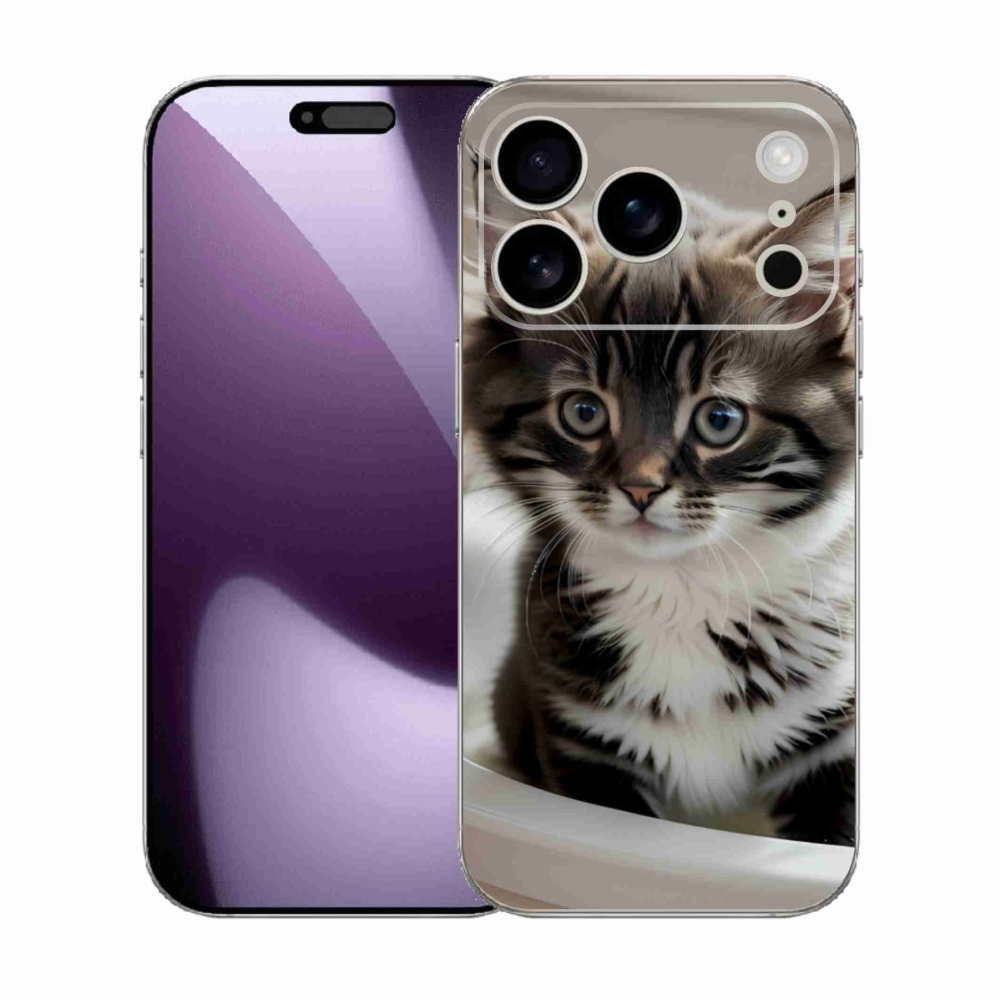 Gélový kryt mmCase na iPhone 17 Pro - zvedavé mačiatko