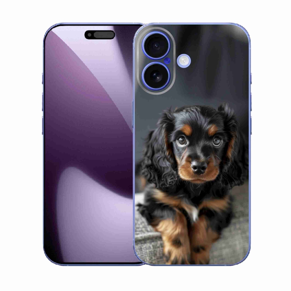 Gélový kryt mmCase na iPhone 17 - roztomilý dlhosrstý jazvečík
