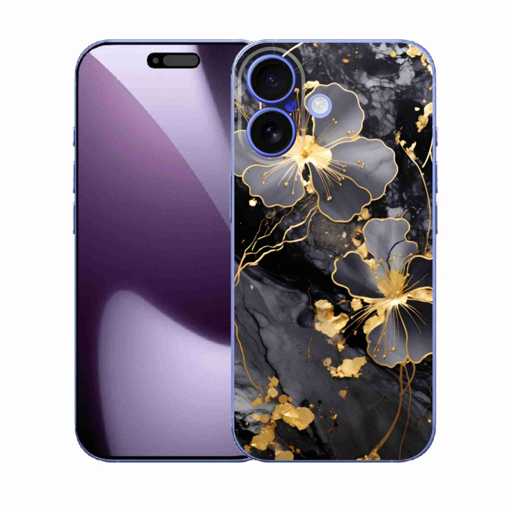 Gélový kryt mmCase na iPhone 17 - zlaté kvety