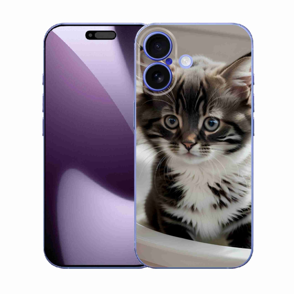 Gélový kryt mmCase na iPhone 17 - zvedavé mačiatko