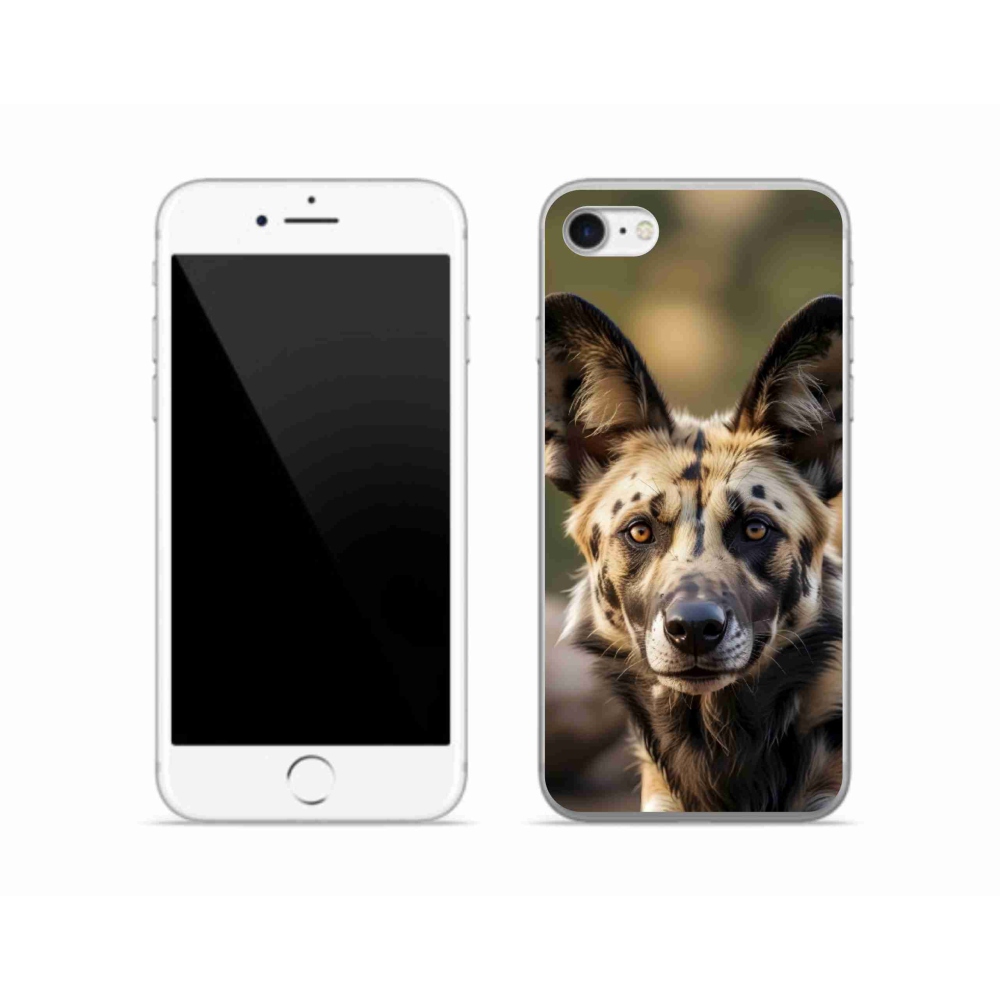 Gélový kryt mmCase na iPhone SE (2020) - africký divoký pes