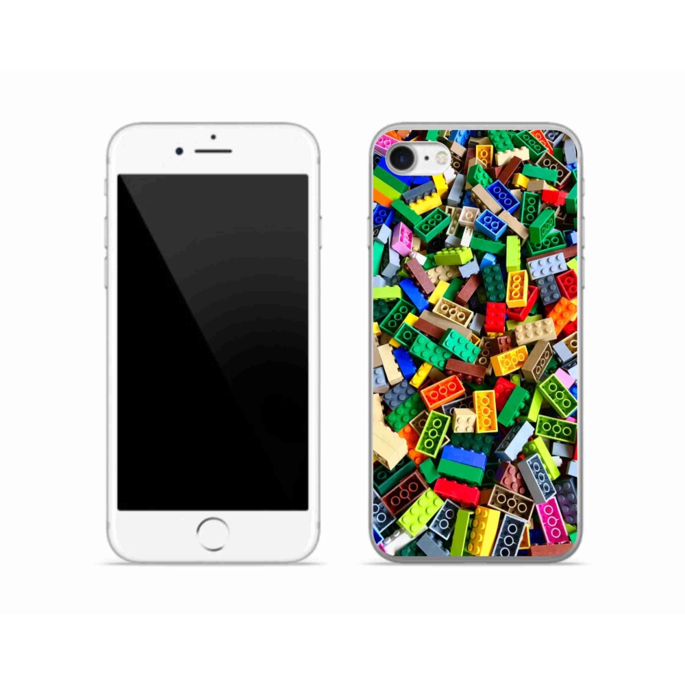 Gélový kryt mmCase na iPhone SE (2020) - farebné stavebné kocky