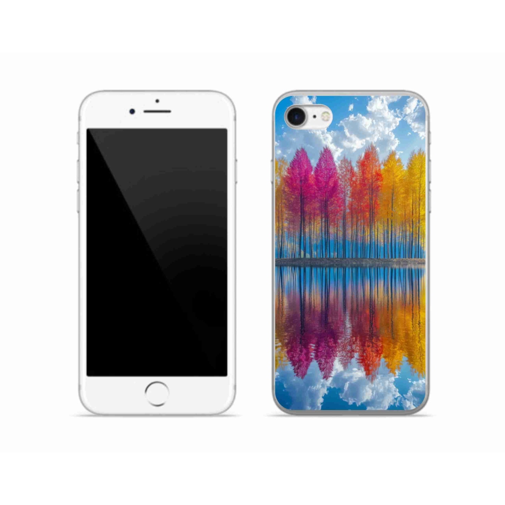 Gélový kryt mmCase na iPhone SE (2020) - farebné stromy