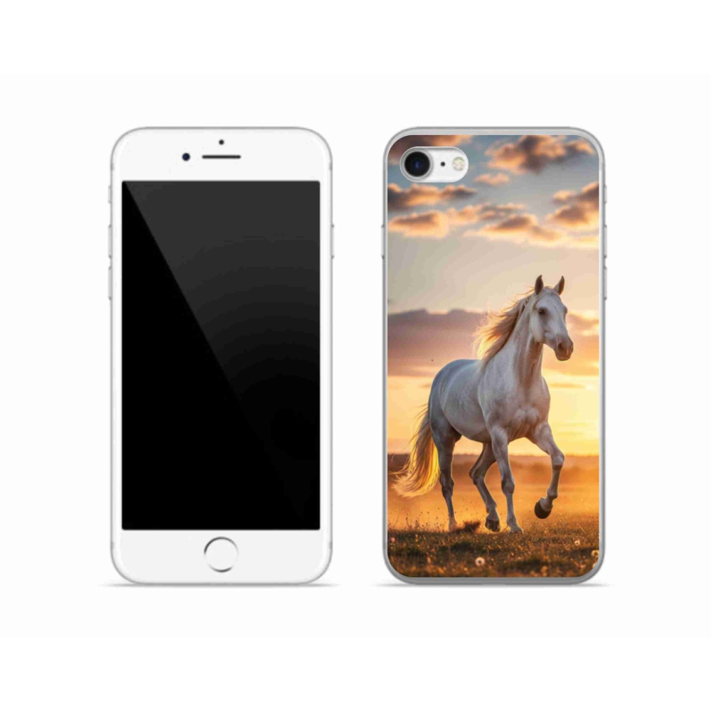 Gélový kryt mmCase na iPhone SE (2020) - bežiaci biely kôň 2