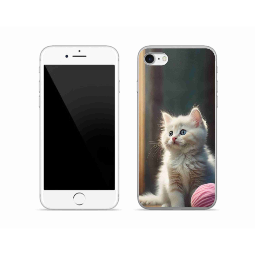 Gélový kryt mmCase na iPhone SE (2020) - biele mačiatko 2