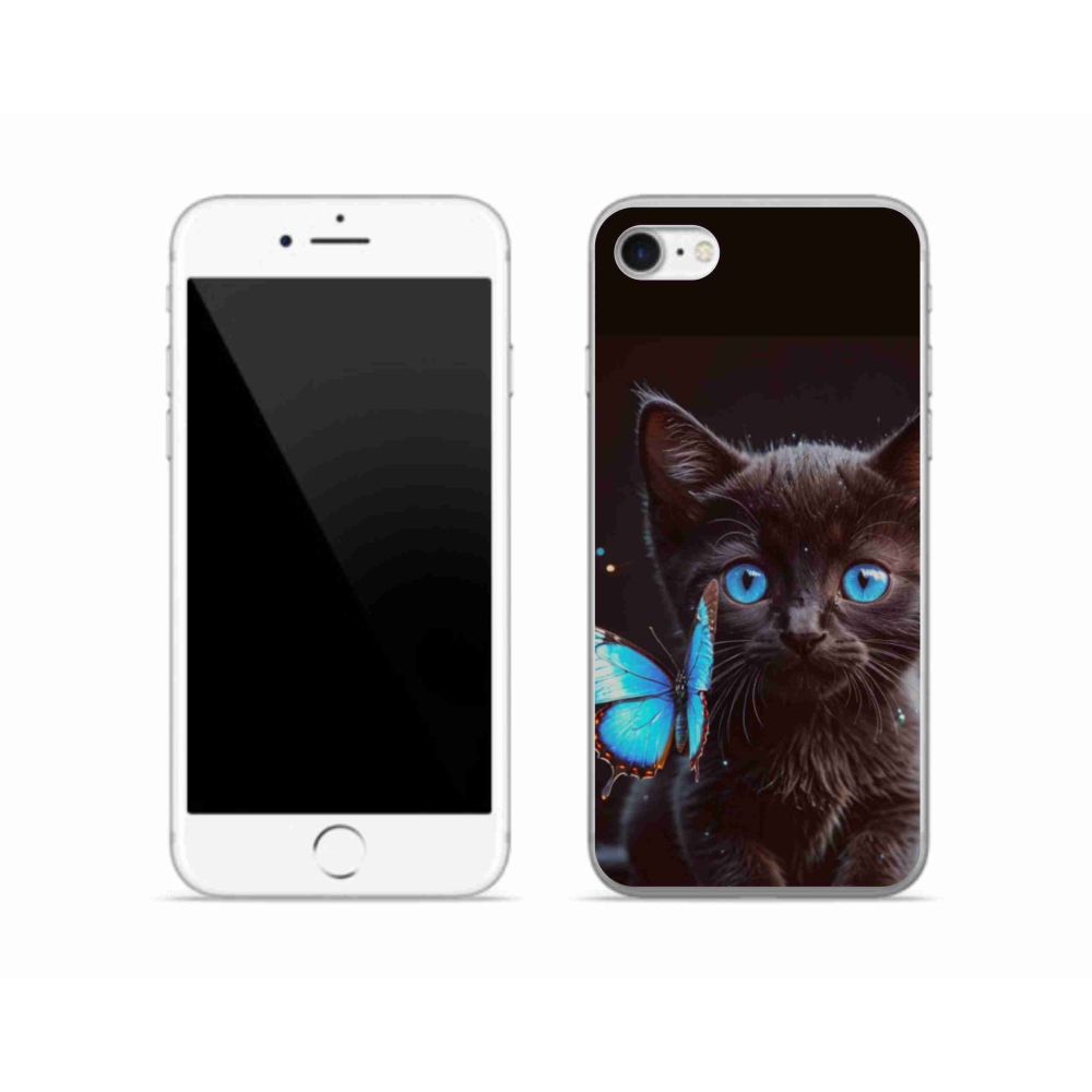 Gélový kryt mmCase na iPhone SE (2020) - čierne mačiatko 3