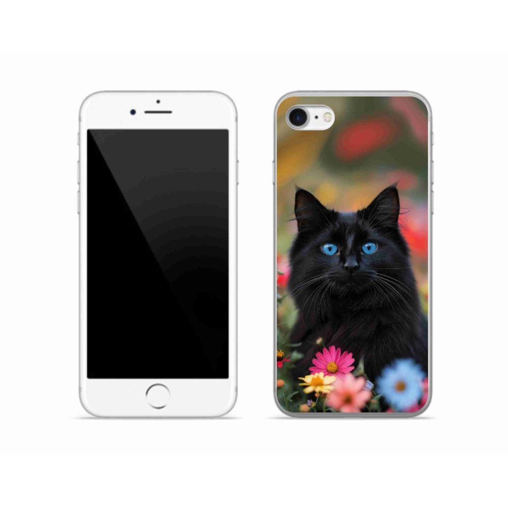 Gélový kryt mmCase na iPhone SE (2020) - čierne mačiatko 4