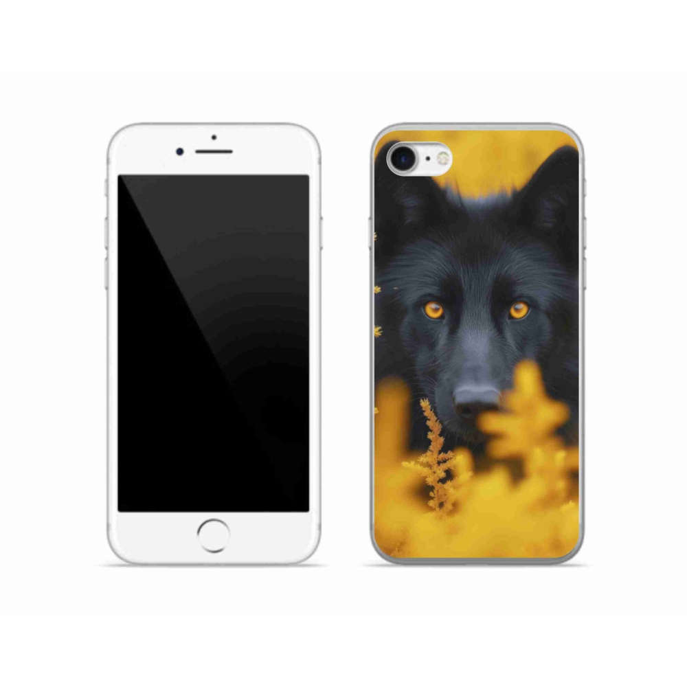 Gélový kryt mmCase na iPhone SE (2020) - čierny vlk 2
