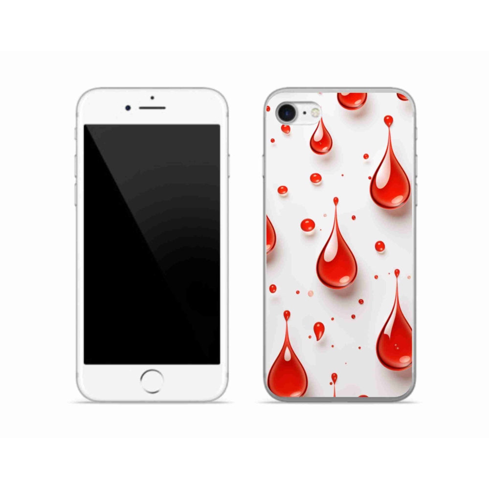 Gélový kryt mmCase na iPhone SE (2020) - červené kvapky