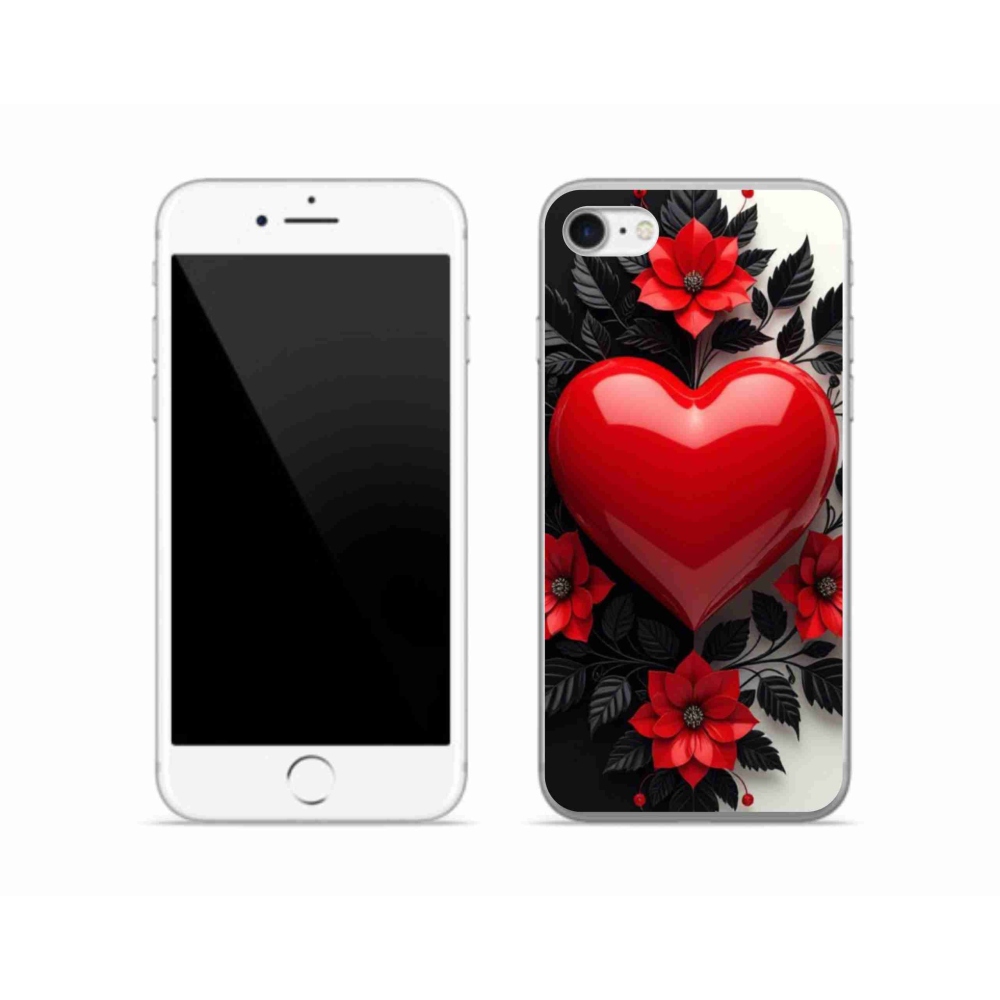 Gélový kryt mmCase na iPhone SE (2020) - červené srdce