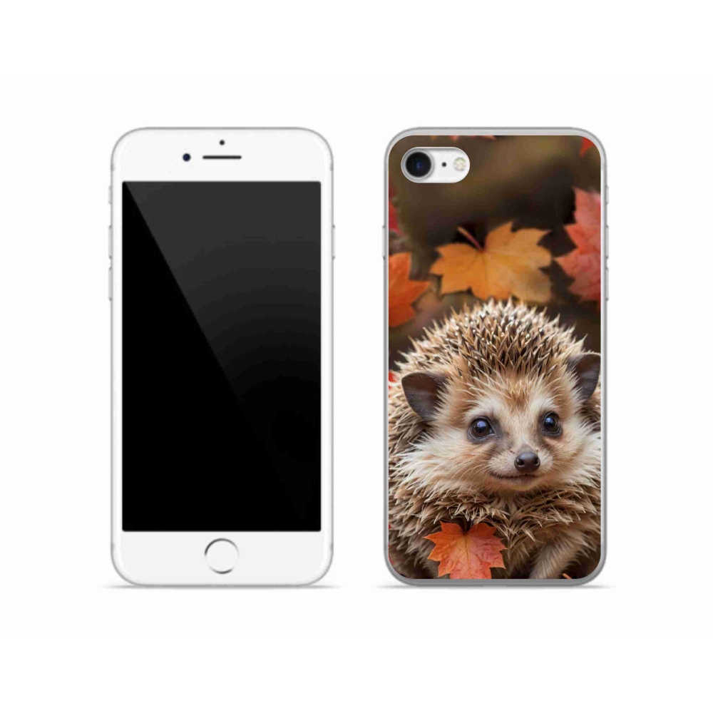 Gélový kryt mmCase na iPhone SE (2020) - ježko v lístia