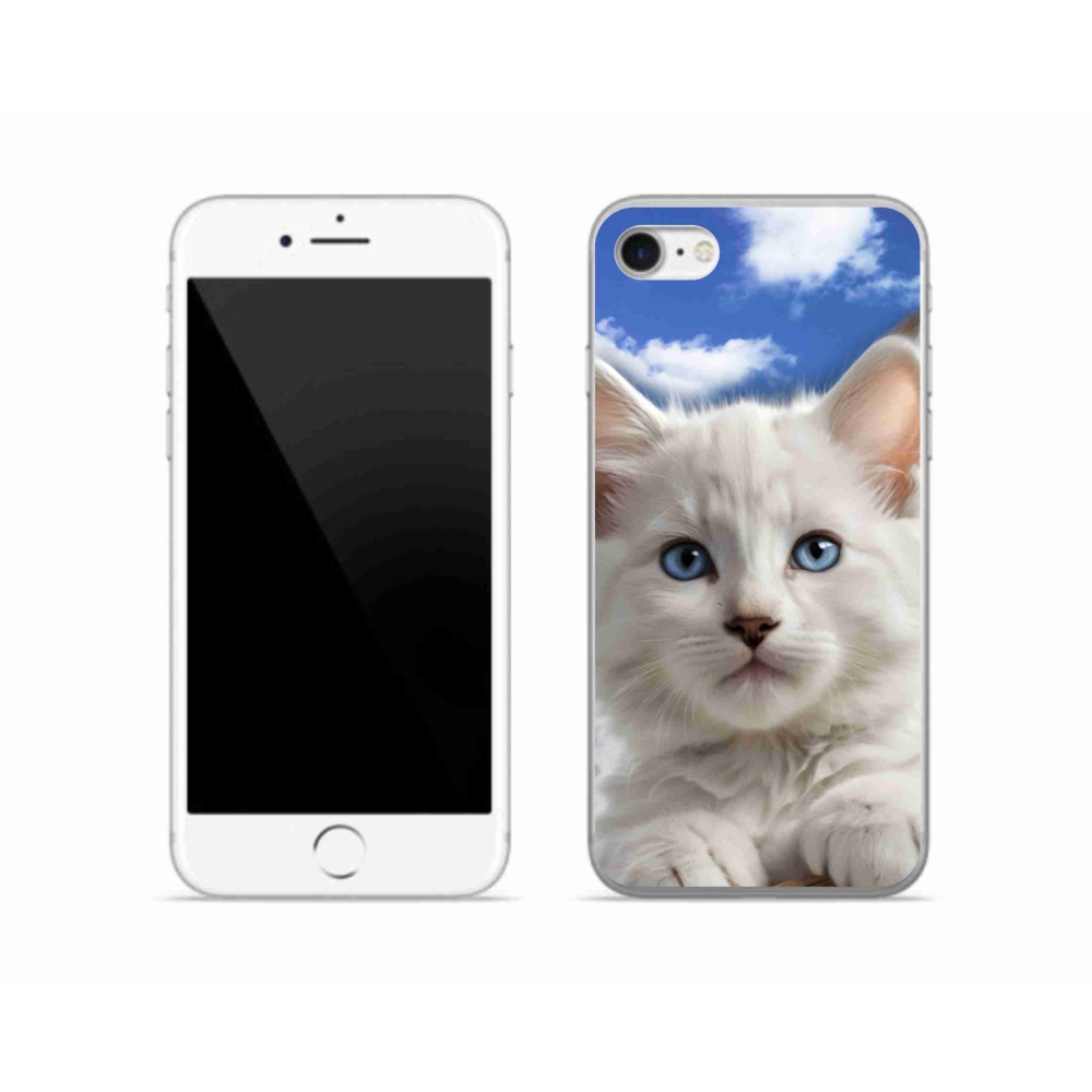 Gélový kryt mmCase na iPhone SE (2020) - mačiatko a oblaky