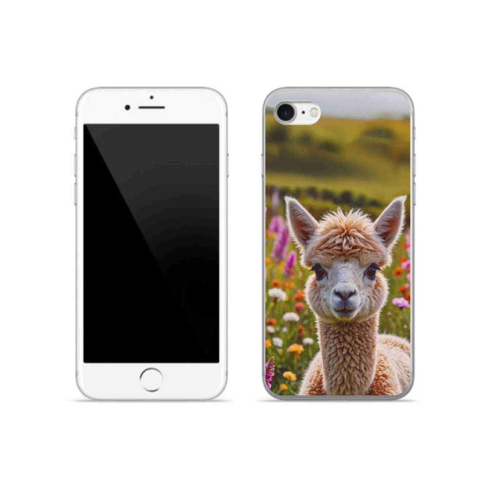 Gélový kryt mmCase na iPhone SE (2020) - lama na lúke