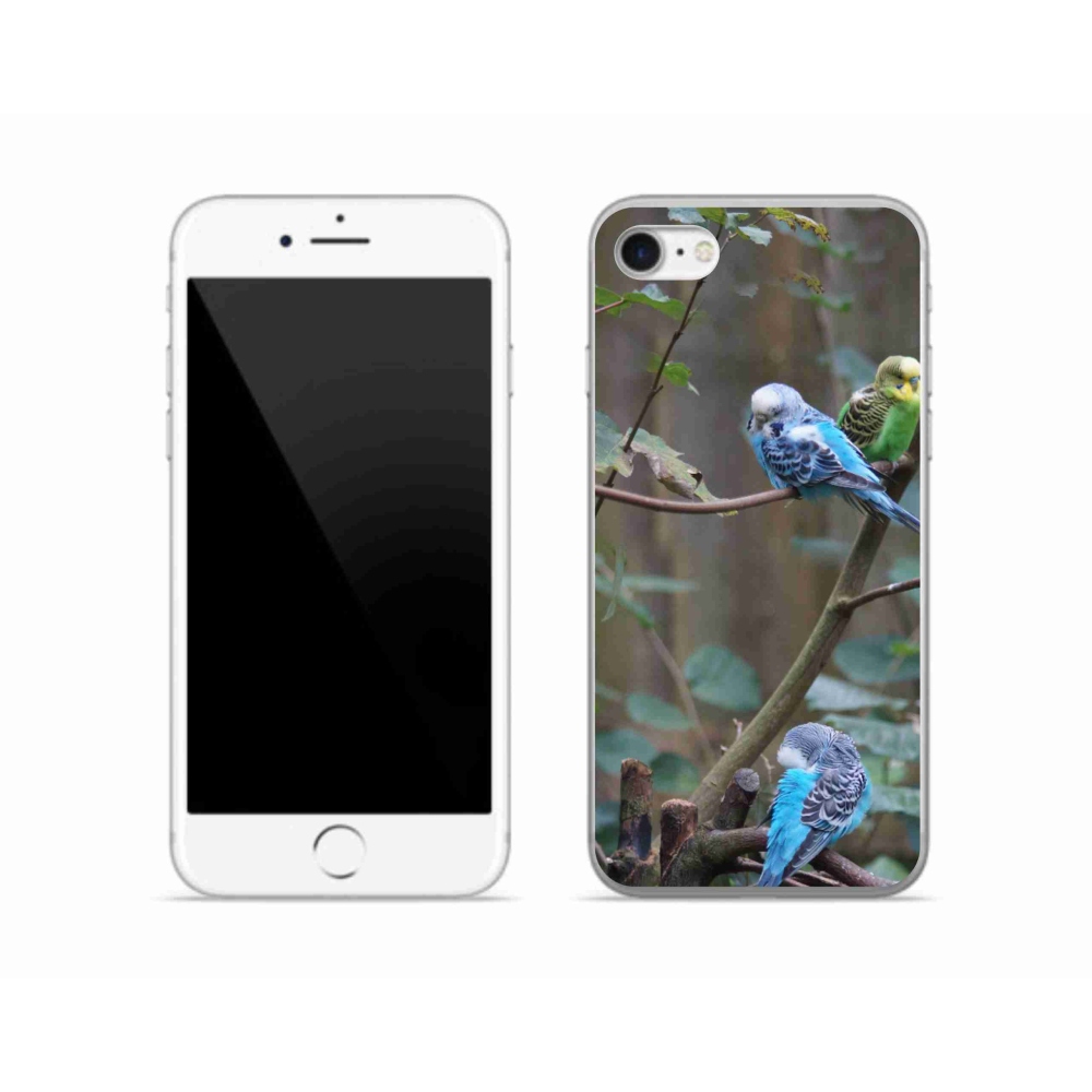 Gélový kryt mmCase na iPhone SE (2020) - papagáje na vetve