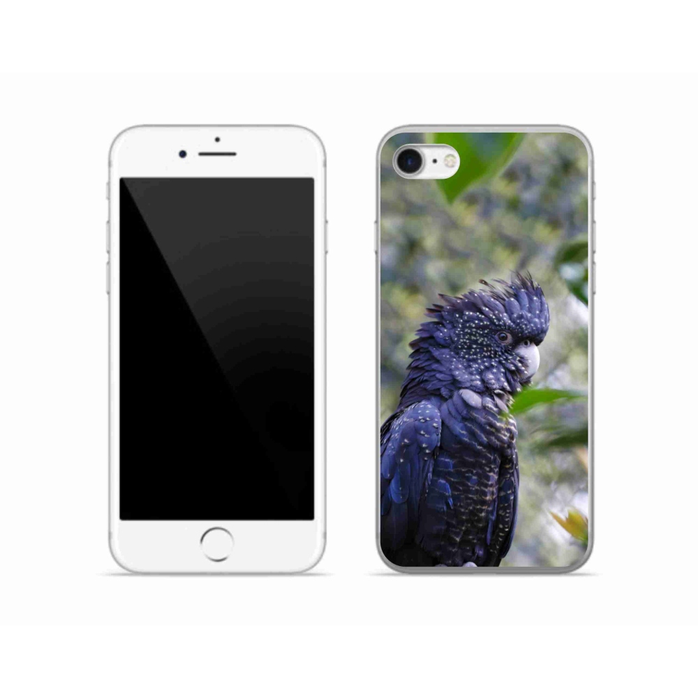 Gélový kryt mmCase na iPhone SE (2020) - papagáj kakadu čierny