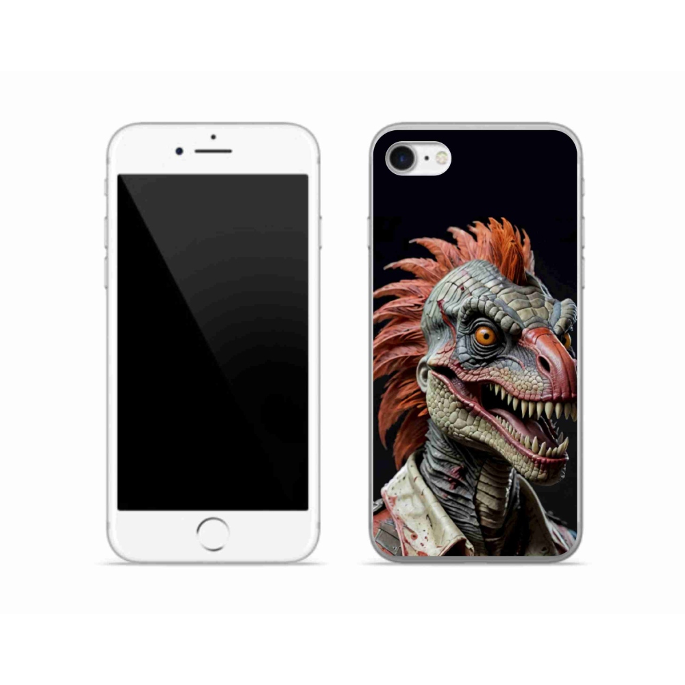 Gélový kryt mmCase na iPhone SE (2020) - punk dinosaurus