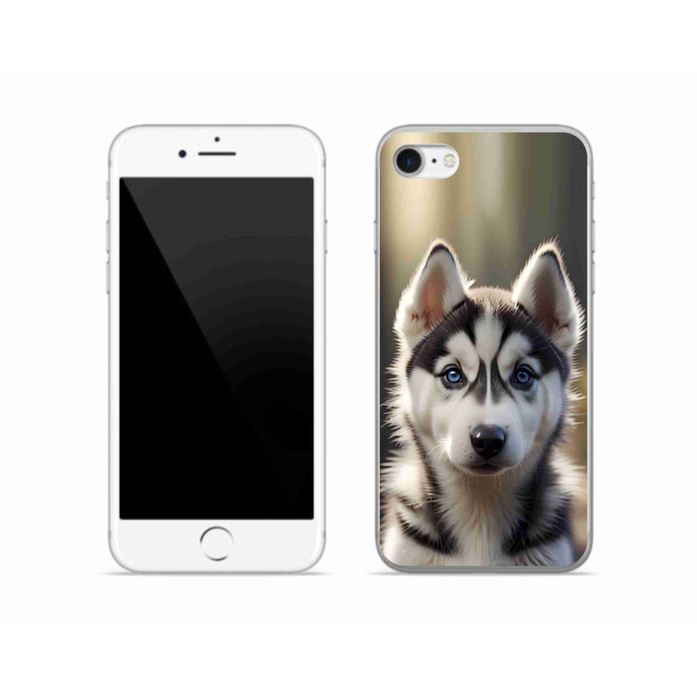 Gélový kryt mmCase na iPhone SE (2020) - roztomilý sibírsky husky