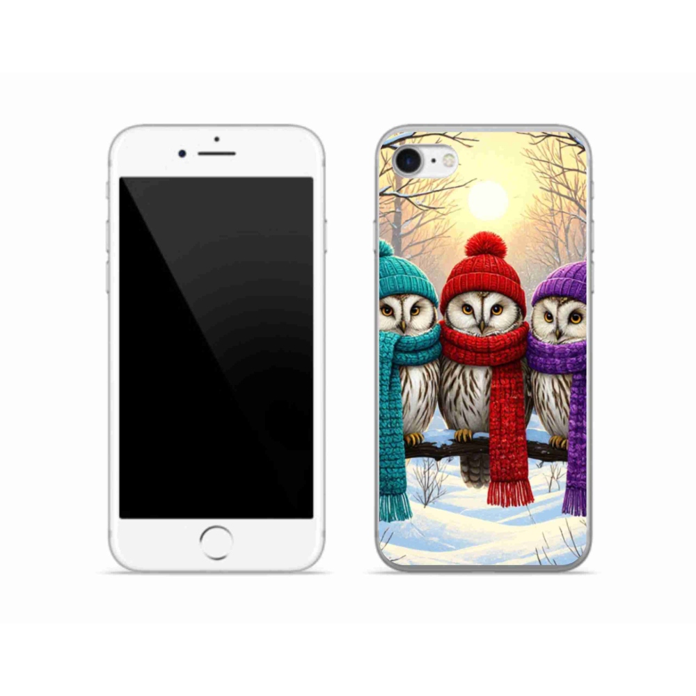 Gélový kryt mmCase na iPhone SE (2020) - soví priatelia