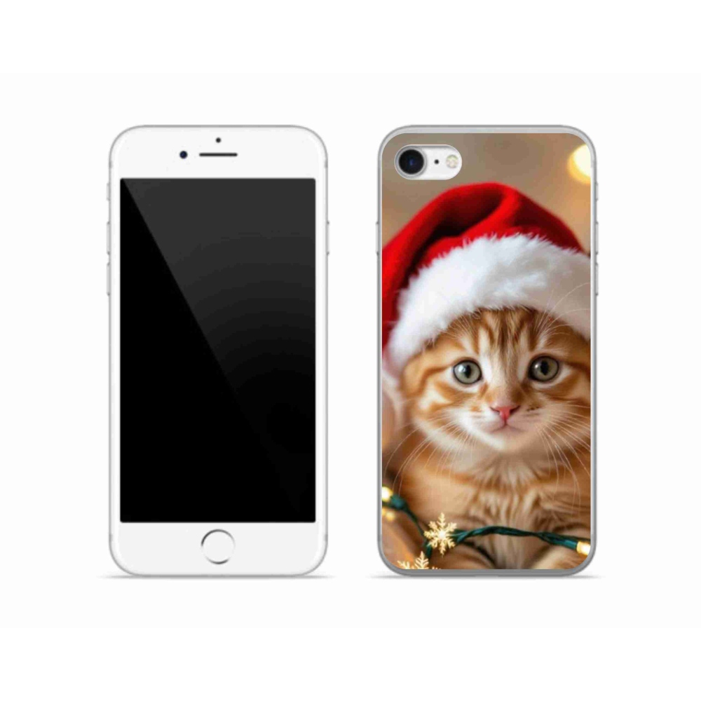 Gélový kryt mmCase na iPhone SE (2020) - vianočné mačiatko