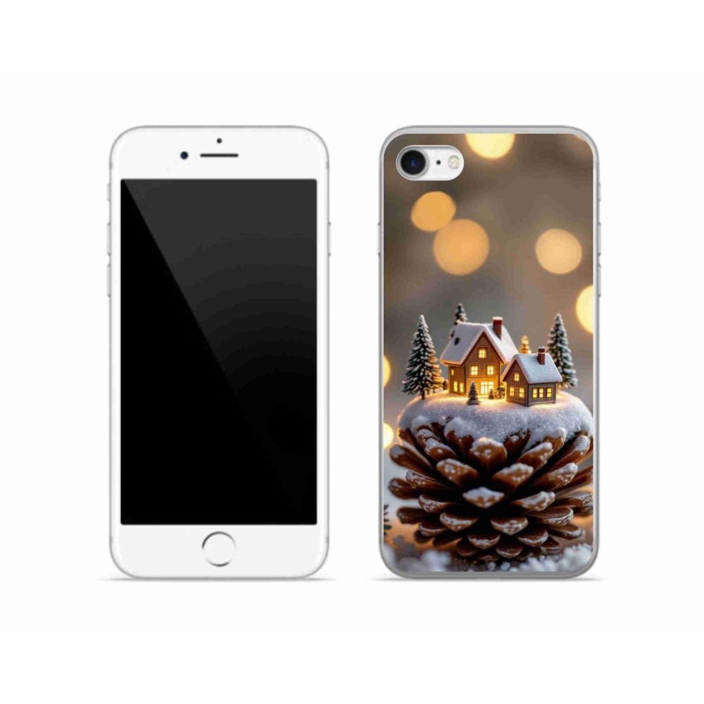 Gélový kryt mmCase na iPhone SE (2020) - zimná dedinka