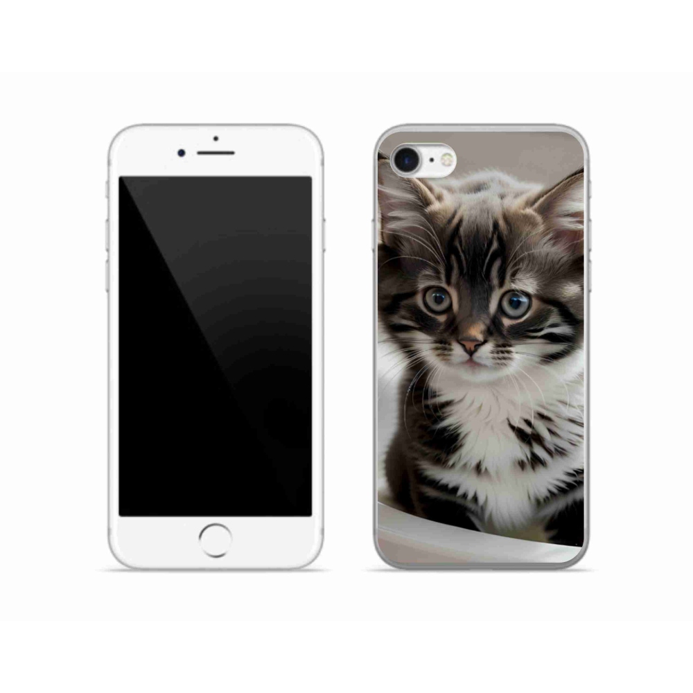 Gélový kryt mmCase na iPhone SE (2020) - zvedavé mačiatko